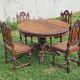 Round Table Set with 4 Characterful Carved Oak Chairs