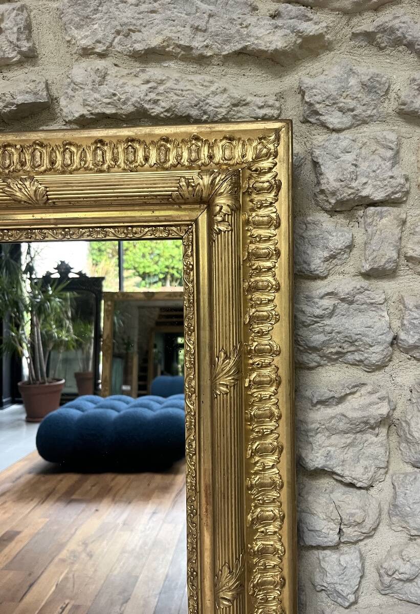 Fireplace mirror 127/101.5cm gilded with gold leaf, mercury glass, fireplace trumeau.