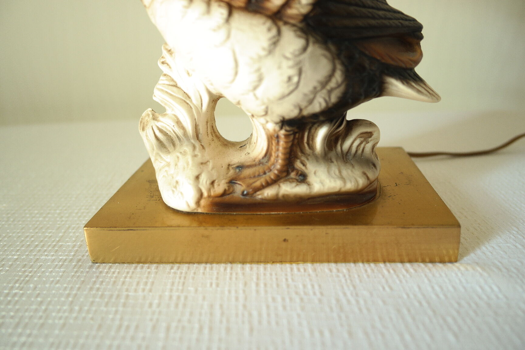 Ceramic duck table lamp and vintage adjustable brass