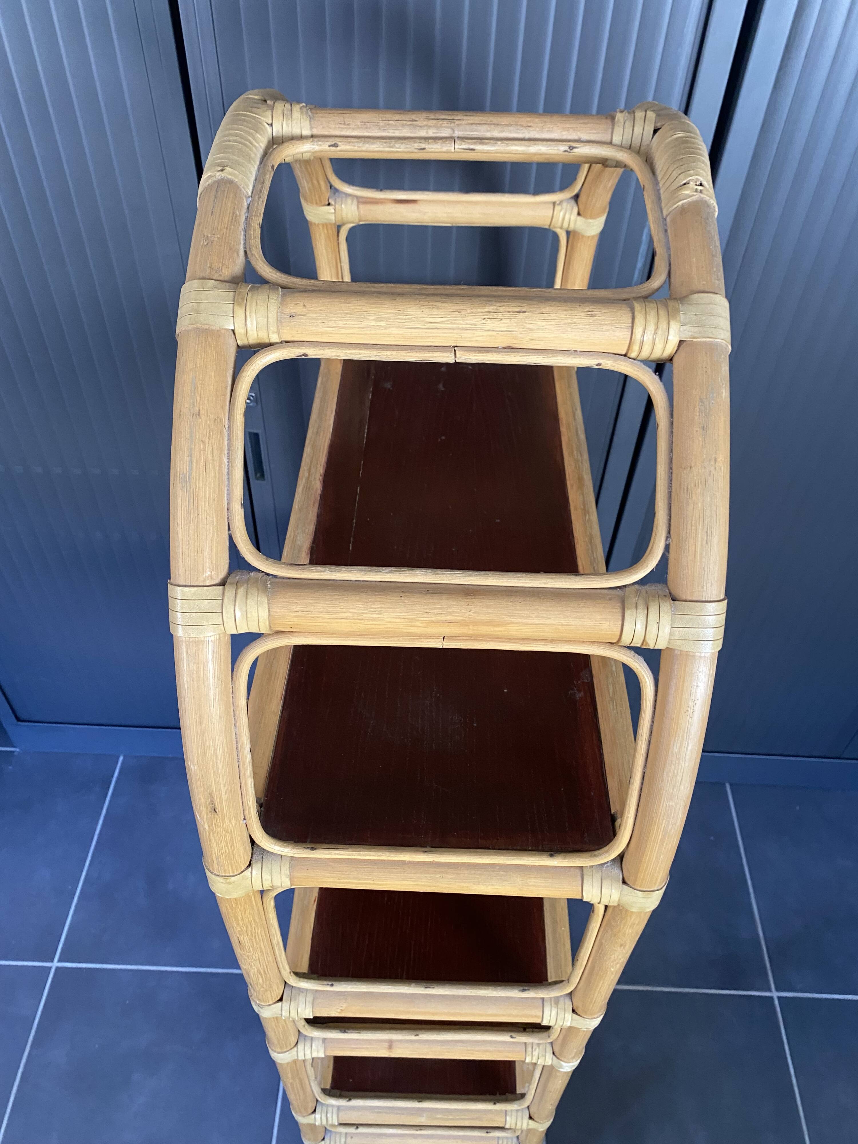 Vintage 1970s rattan bookshelf