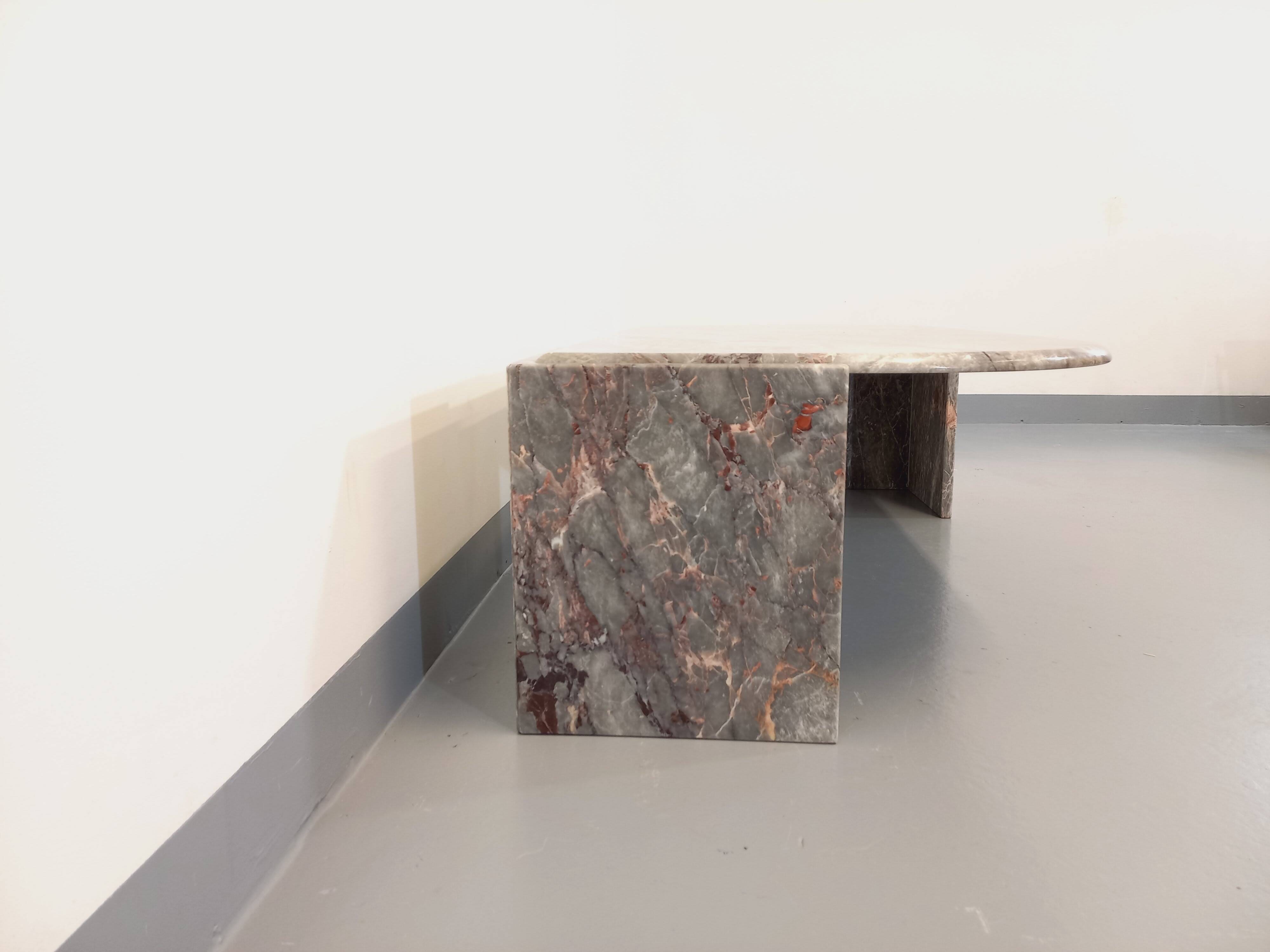 Vintage gray marble coffee table from the 70s