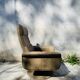 Vintage De Sede leather swivel chair, tulip base.