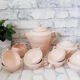 Coffee and tea service in faience of Saint Amand, pink, art deco