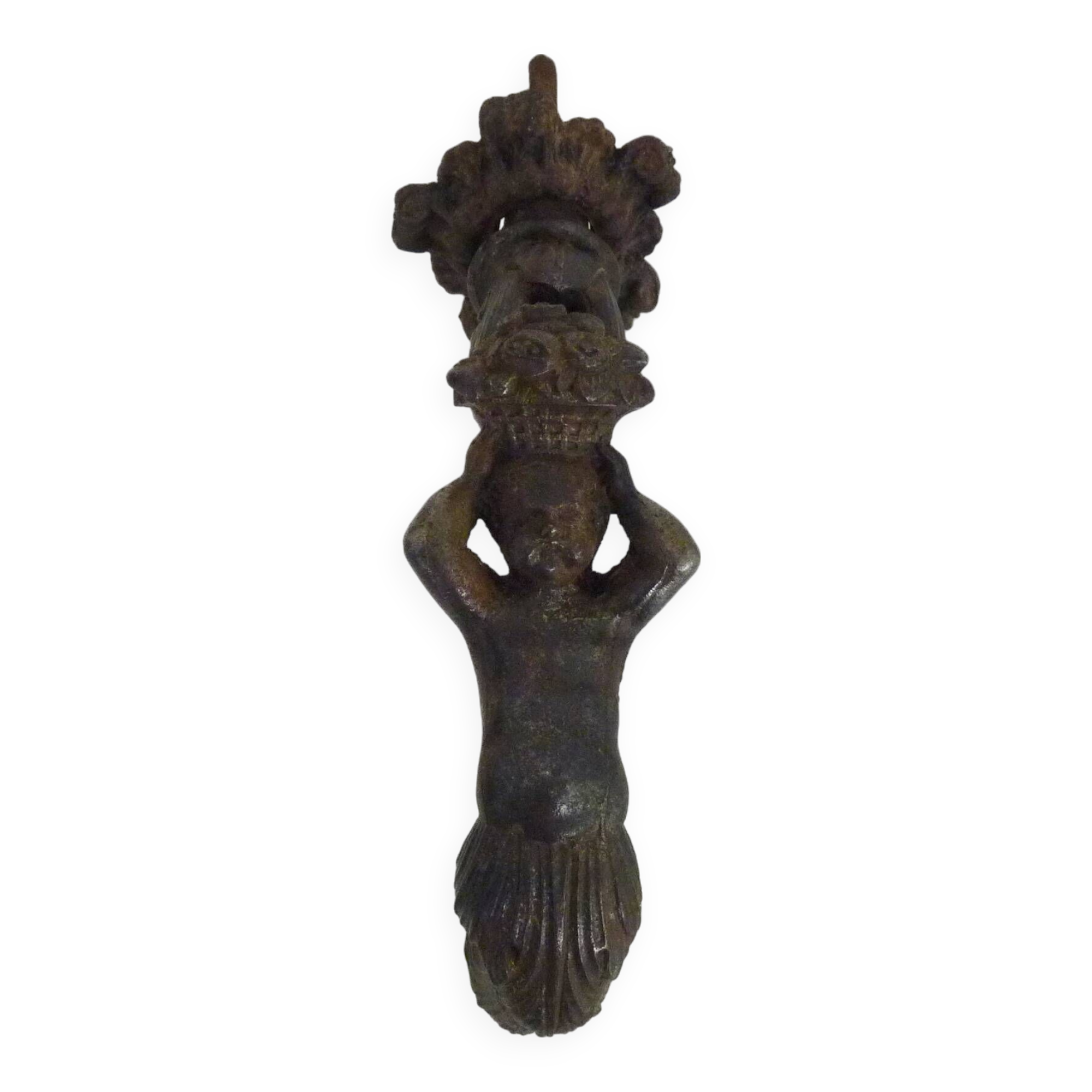 Old cast iron Cherub angel door knocker, 19th century