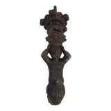 Ancien heurtoir de porte ange Chérubin en fonte, XIXème siècle
