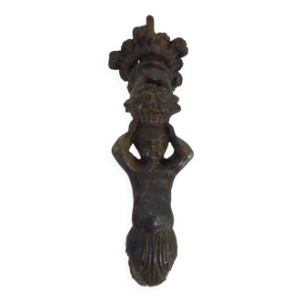 Old cast iron Cherub angel door knocker, 19th century