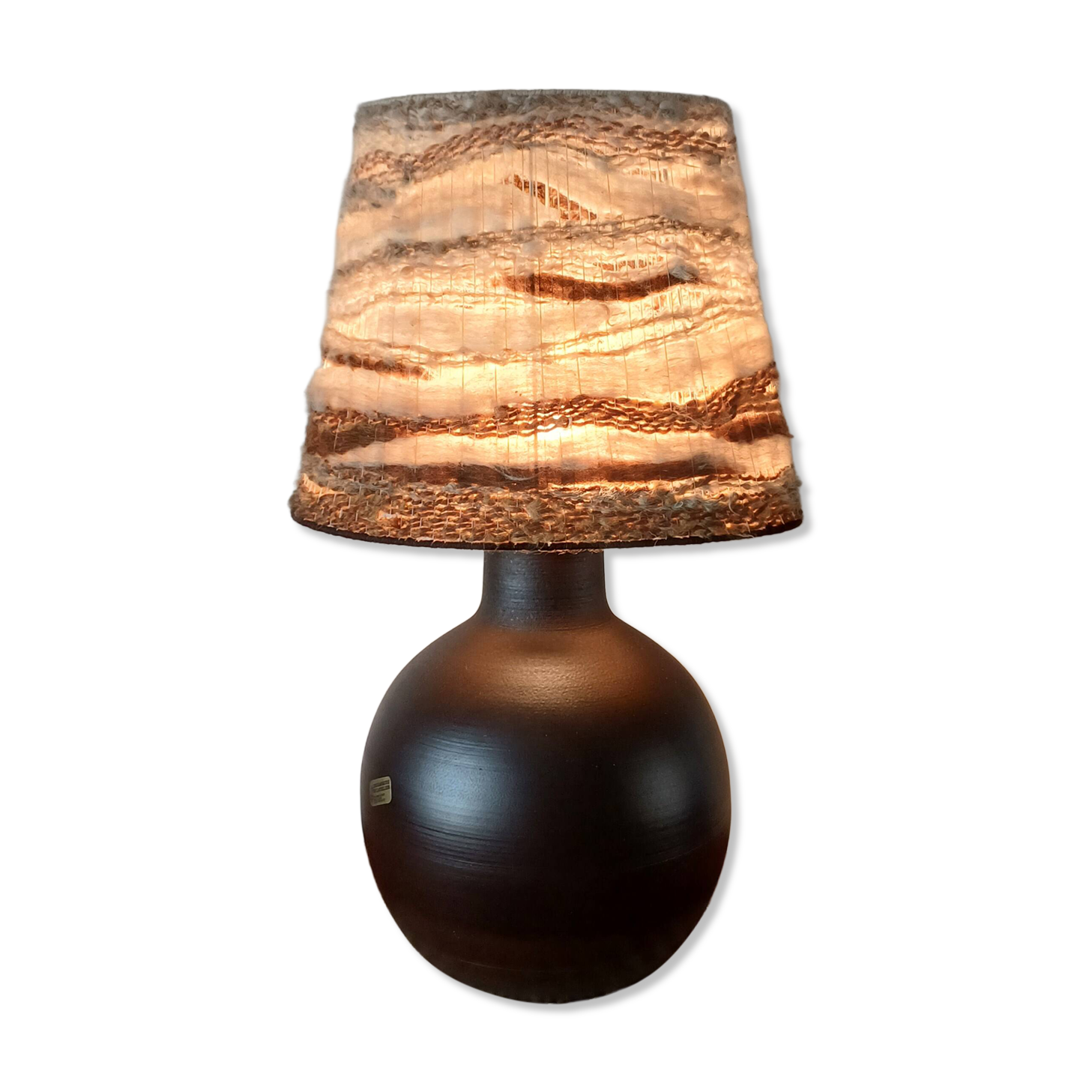 Belgian ceramic ball lamp with handmade shade – 19