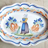 Plat ovale en faïence Quimper ancien 19ème