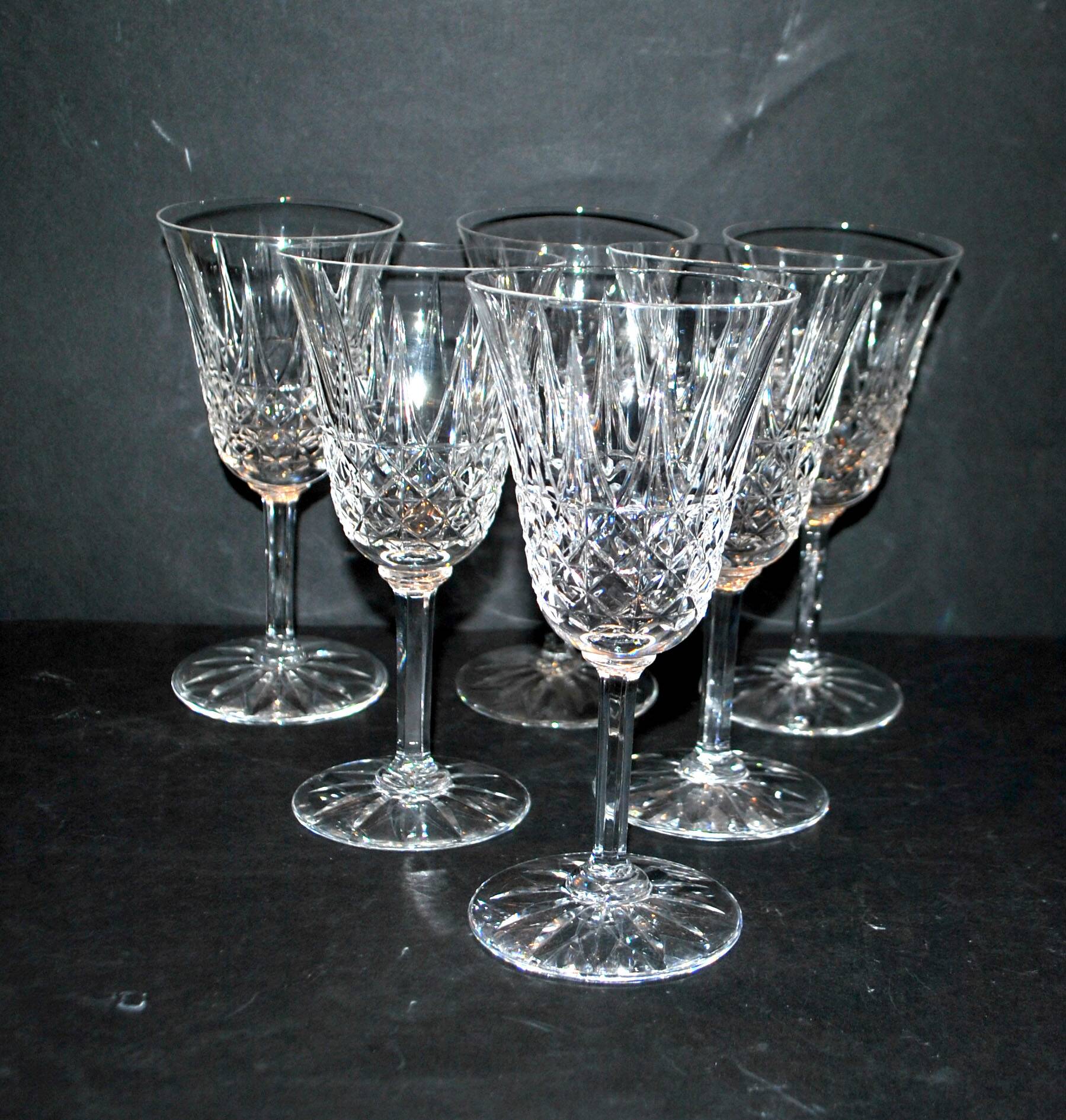 Set of 6 tarn water glasses in cut crystal from saint-louis diamond decor and points h17.5