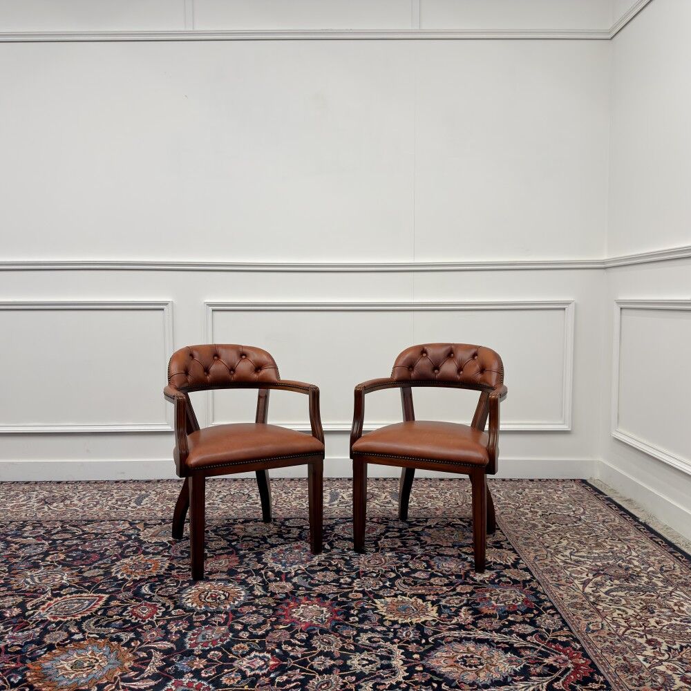 Set of Classic English Chesterfield Desk Chairs