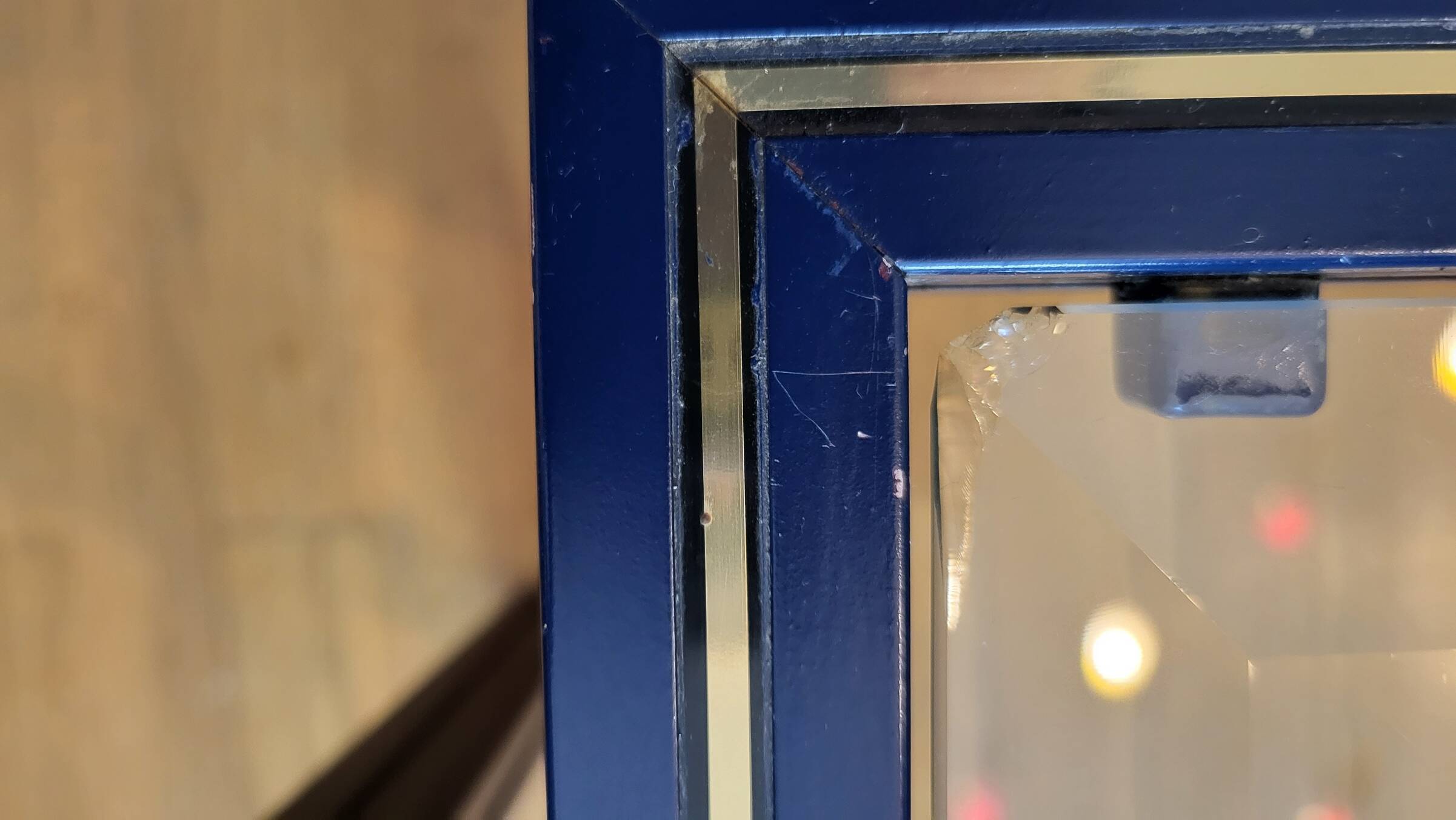 Set of 3 Pierre Vandel nesting tables in blue lacquered metal and glass top, French 1970 Vintage