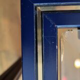 Set of 3 Pierre Vandel nesting tables in blue lacquered metal and glass top, French 1970 Vintage