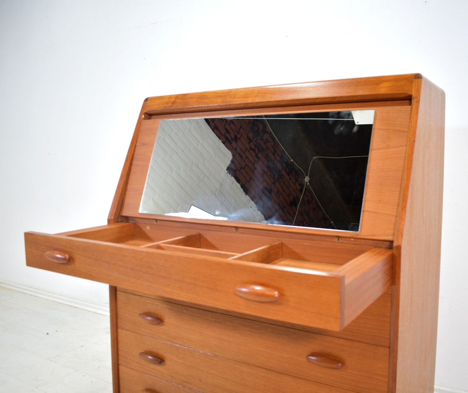 Teak Secretary by Dyrlund denmark 1960s desk Vintage Mid Century 
