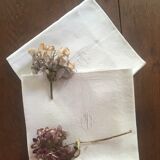 6 old damask linen napkins.