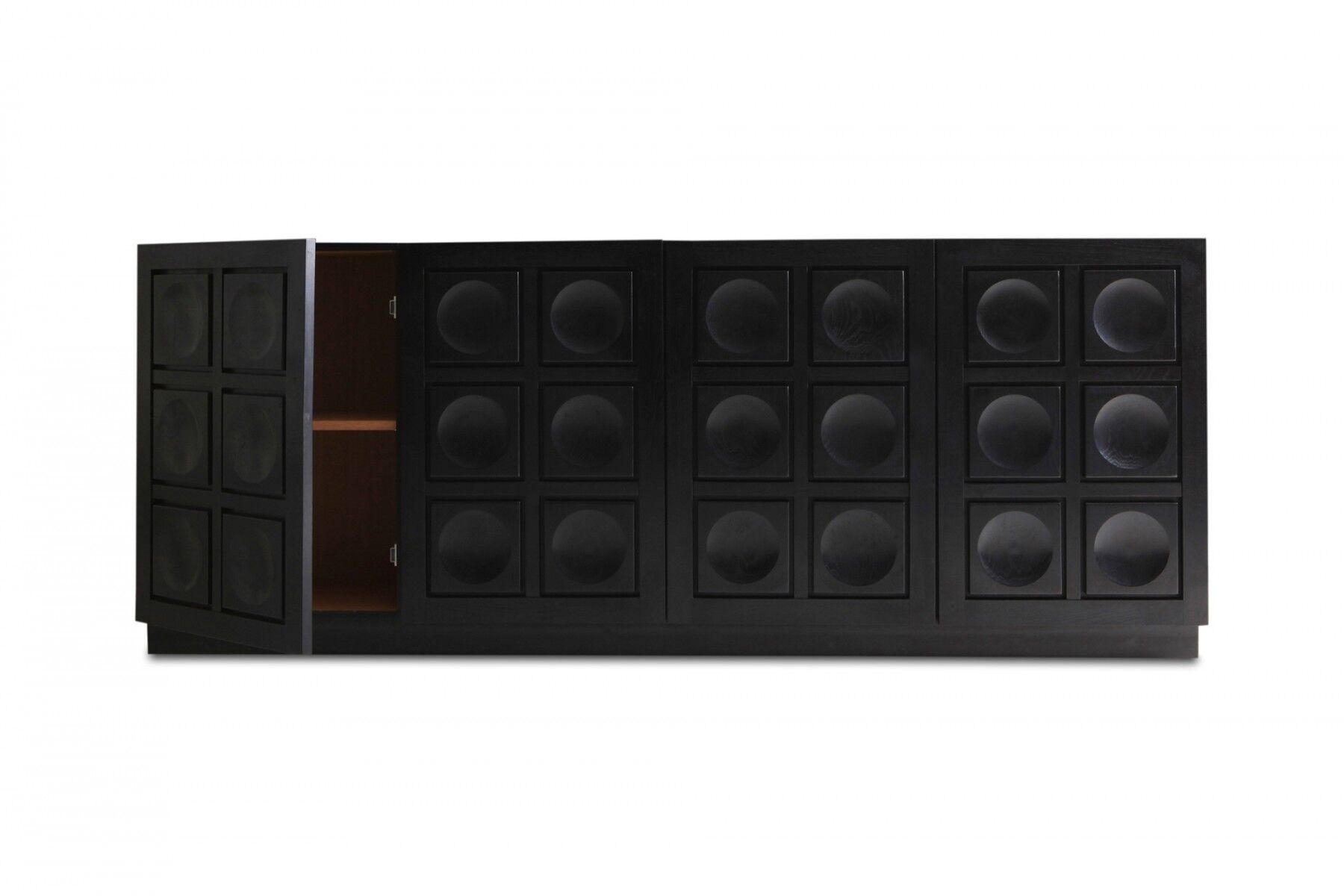 Blackened oak buffet with geometric doors 1970