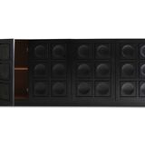 Blackened oak buffet with geometric doors 1970