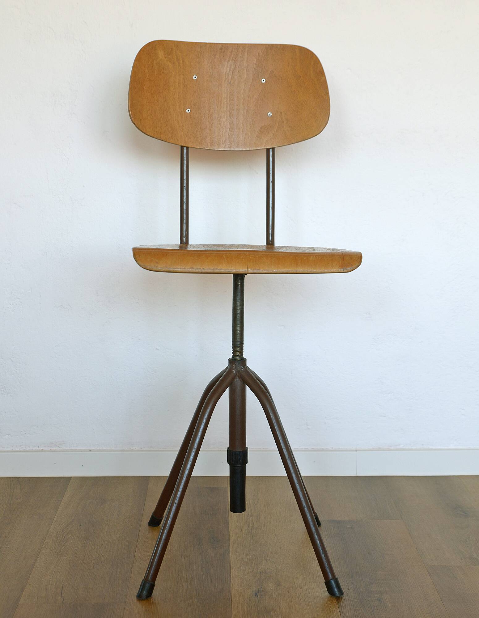 Vintage Office Chair Mid Century Desk Adjustable Swivel Wooden Chair