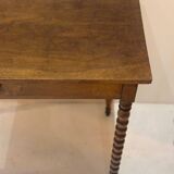 Vintage turned walnut wood console table with ball feet.