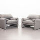Cassina Lounge Chair 'Maralunga' by Vico Magistretti in Grey Leather 1970s