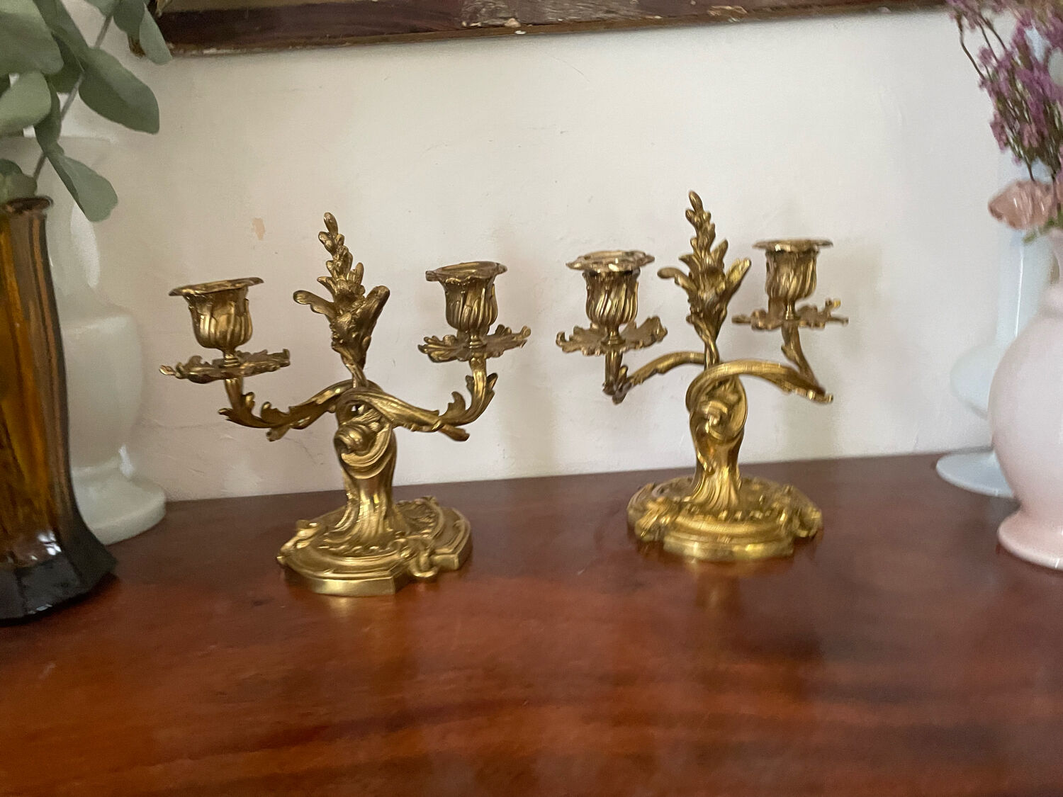 Paire de chandeliers en bronze 19ème