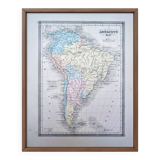 South America, antique map, printed in 1852. Authentic.