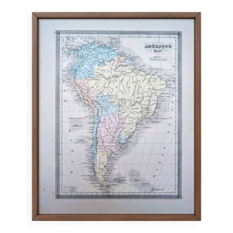 L'Amérique du Sud, carte ancienne, imprimée en 1852. Authentique.
