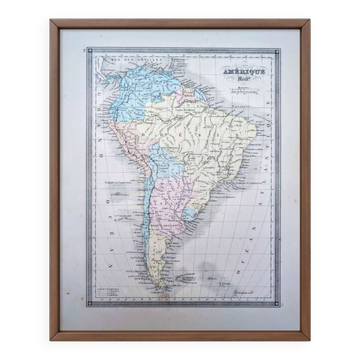 L'Amérique du Sud, carte ancienne, imprimée en 1852. Authentique.