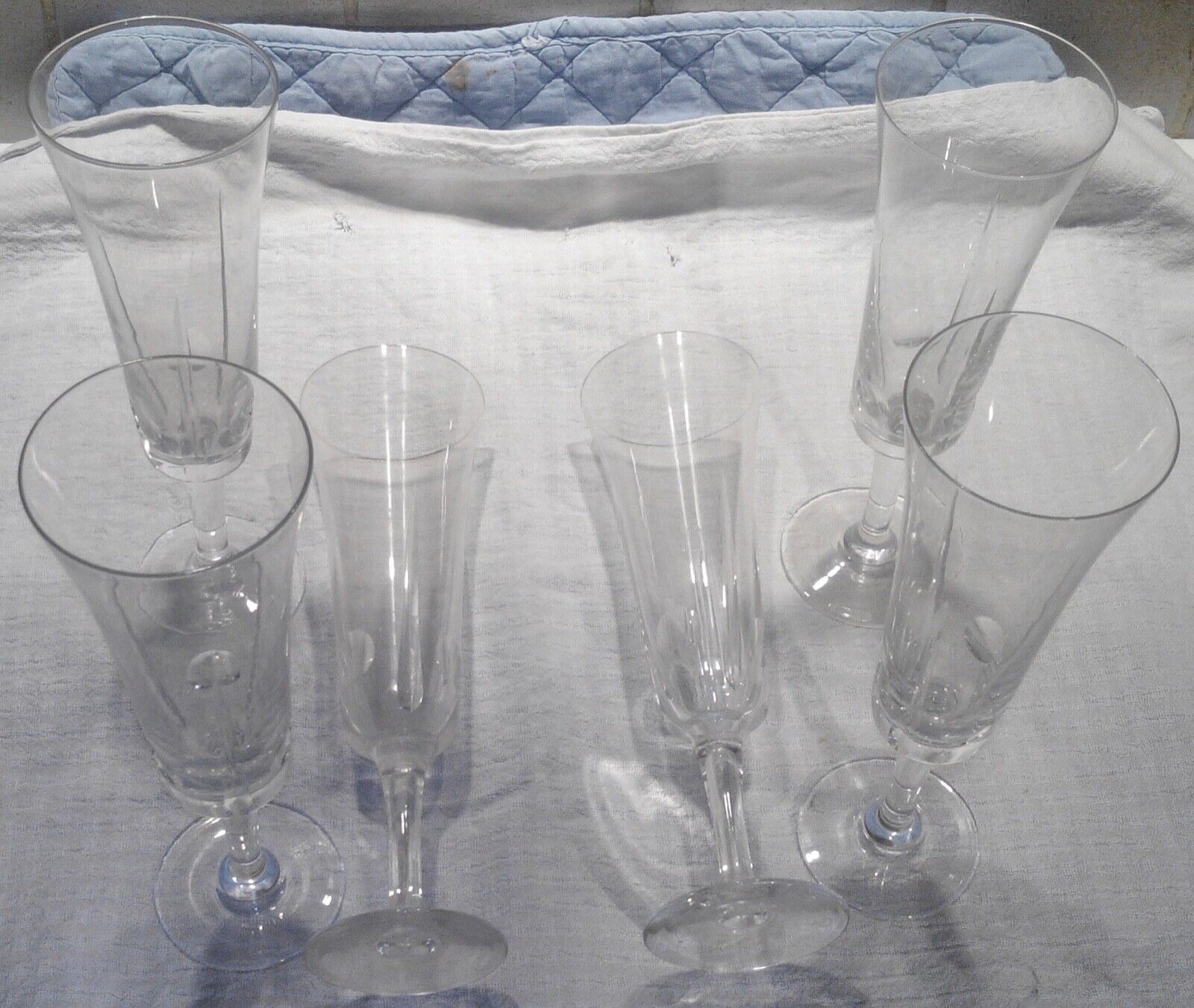 6 old champagne flute crystal baccarat model art deco