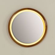 Italian backlit XL mirror in solid cherry wood, 1970s