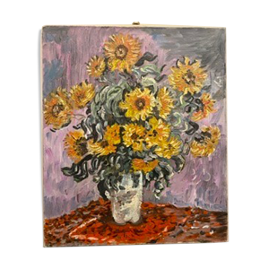 Tableau nature morte aux tournesols