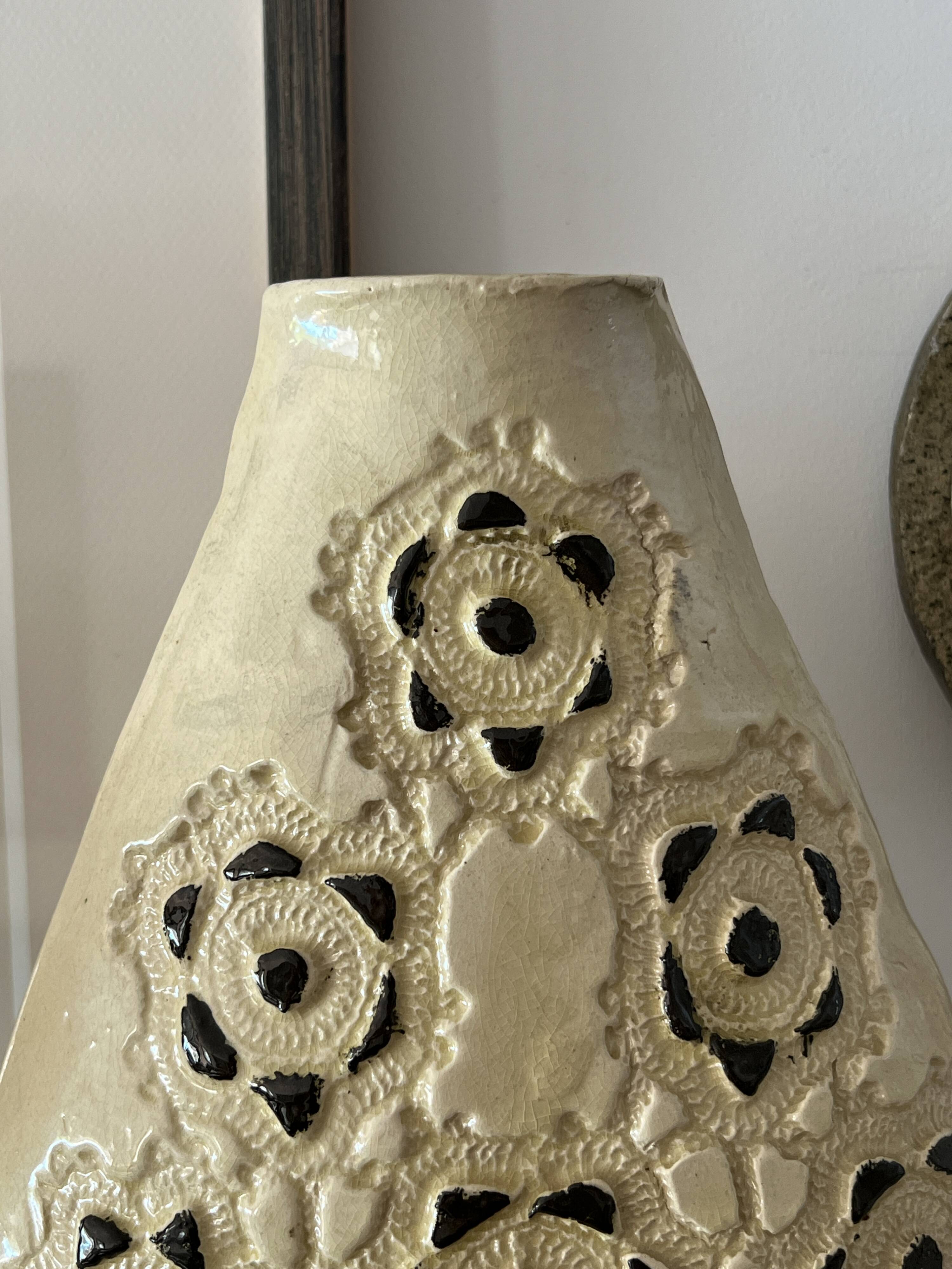 Handmade ceramic vase signed - vintage 20th century