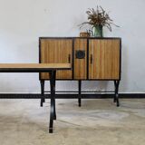 Dining table in rattan and wrought iron similar to Audoux & Minet.