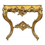 Curved Louis XV console in gilded wood circa 1850
