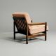 Vintage Scandinavian armchair – dark oak & powder cushions
