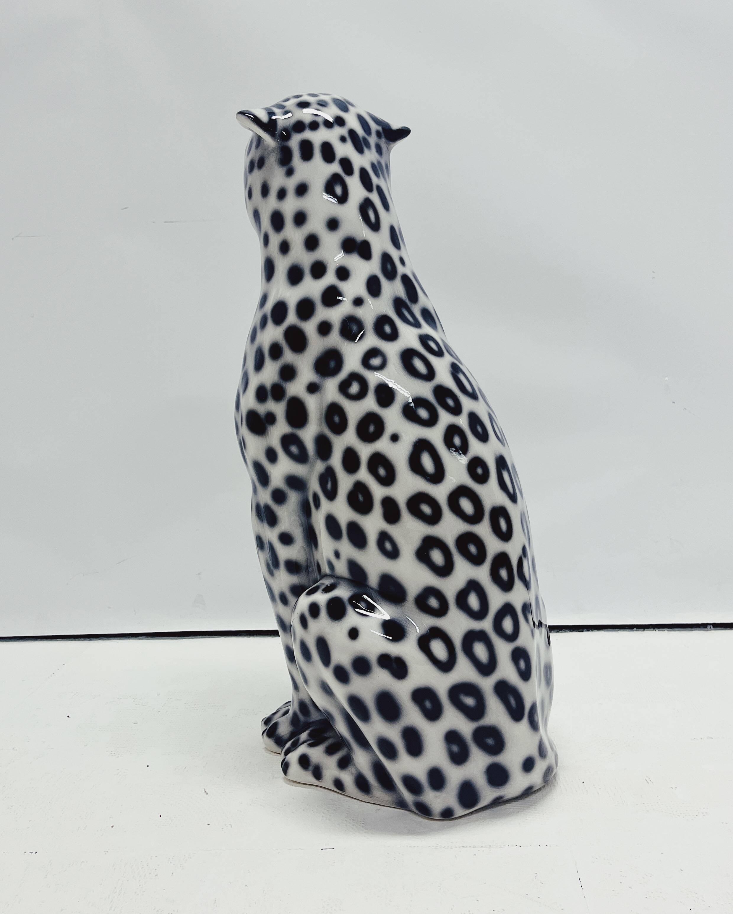 Ceramic Statue Leopard White