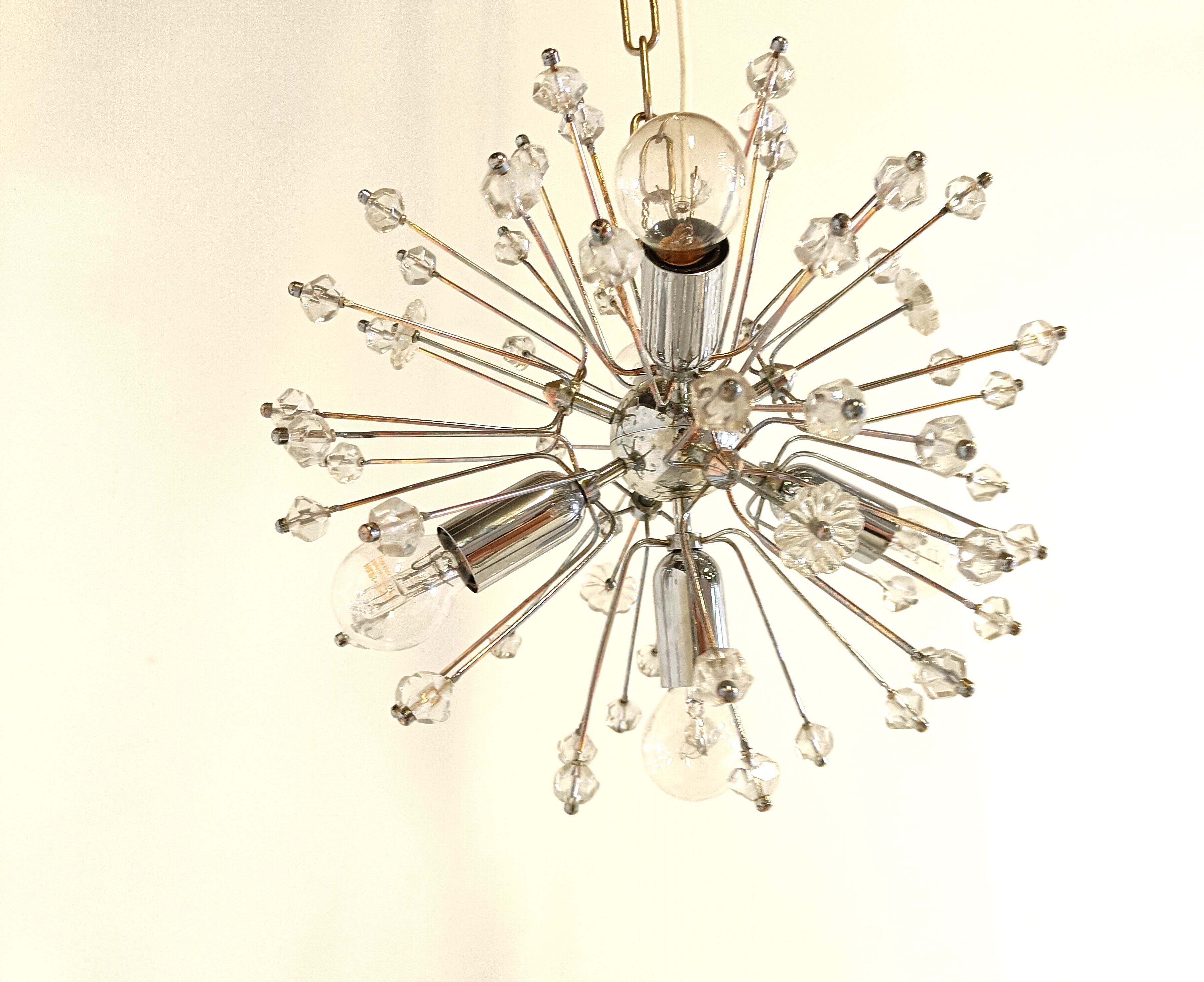 Mid century glass sputnik chandelier by Emil Stejnar, 1970s