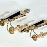 Ancien Paire Appliques 3 Feux - Bronze Doré et Acajou - Néoclassique - 40's