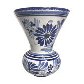 Vase Quimper HB céramique blanc & bleu France décoration vintage