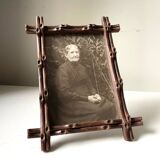Antique Frame in carved wood  faux bambou style 19.5 cm x 15 cm