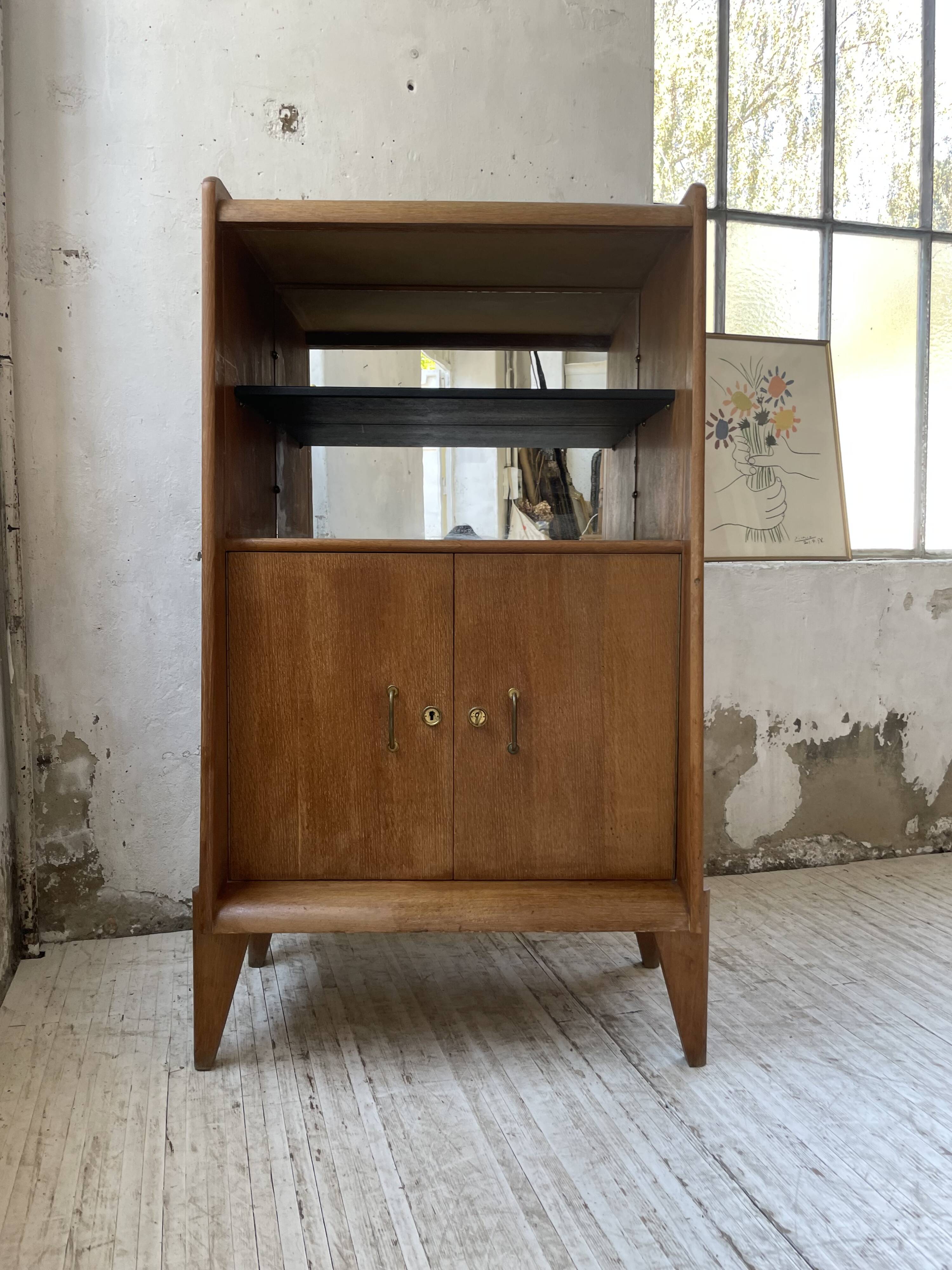 Meuble de rangement secrétaire chêne années 60