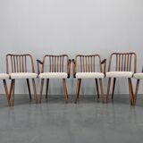 1960s Antonin Suman Set of Six Beech Dining Chairs, Restored