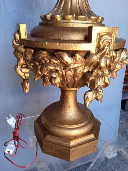 90cm lamp carved gilded wood Louis XVI style