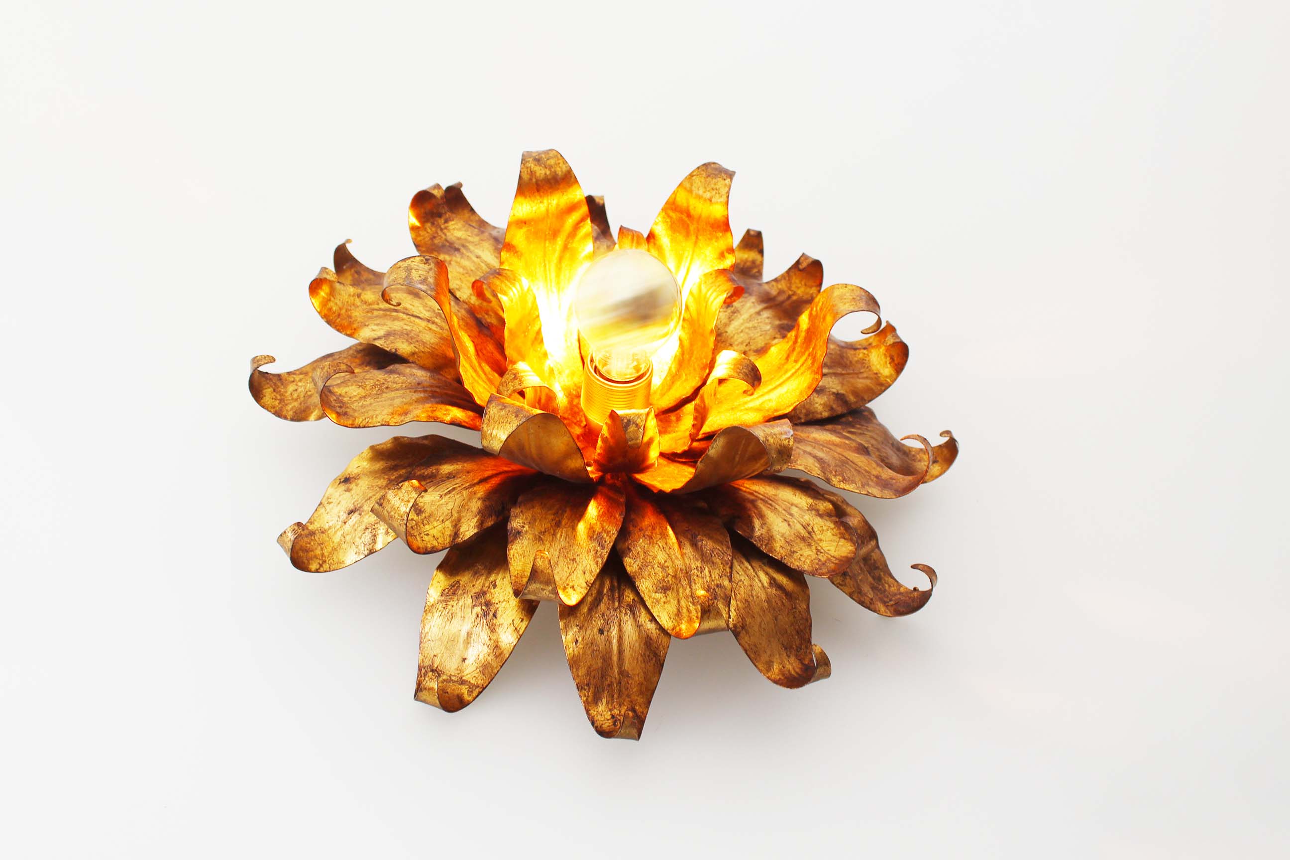 Italian gilt floral wall or ceiling light
