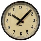 Black industrial factory wall clock from IBM, 1950s