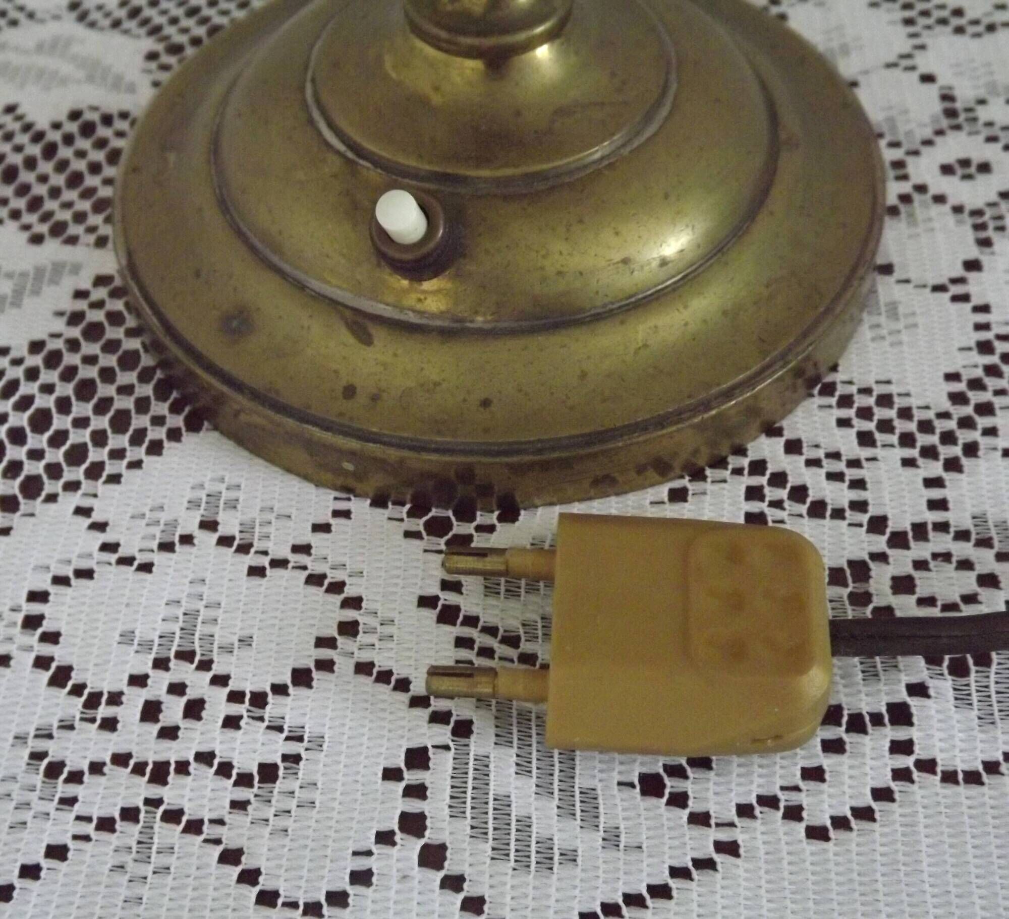 2 Light French Vintage Brass Boulotte Table Lamp With Cream Pleated Shade 5
