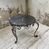 René Drouet coffee table in metal and black marble