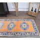 Vintage Turkish Oushak Handmade Wool Cotton Orange Runner 74x325
