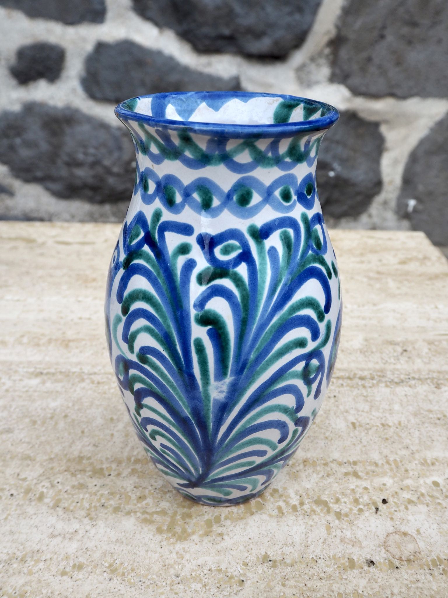Vase en céramique espagnole Fajalauza, années 1970