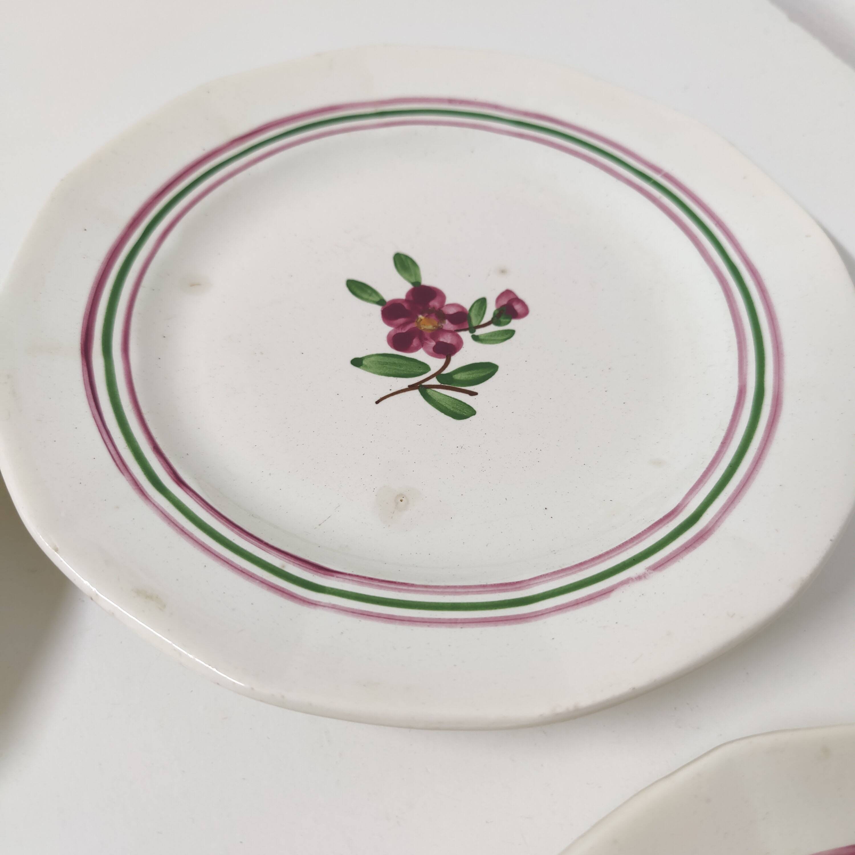 6 Sarreguemines earthenware dessert plate with flowers, Armelle model
