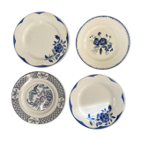 Assiettes à dessert dépareillées bleues